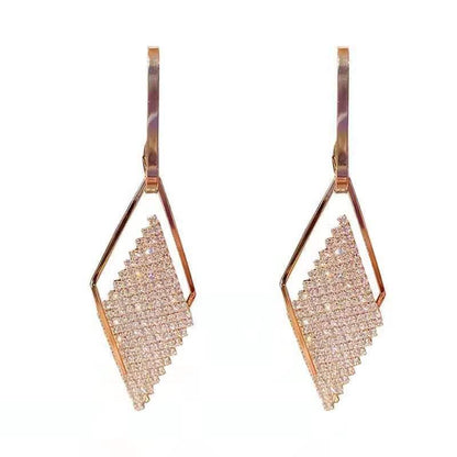 Luxury Geometric Diamond Earrings with Sterling Silver Needle – Elegant & Fully Jeweled