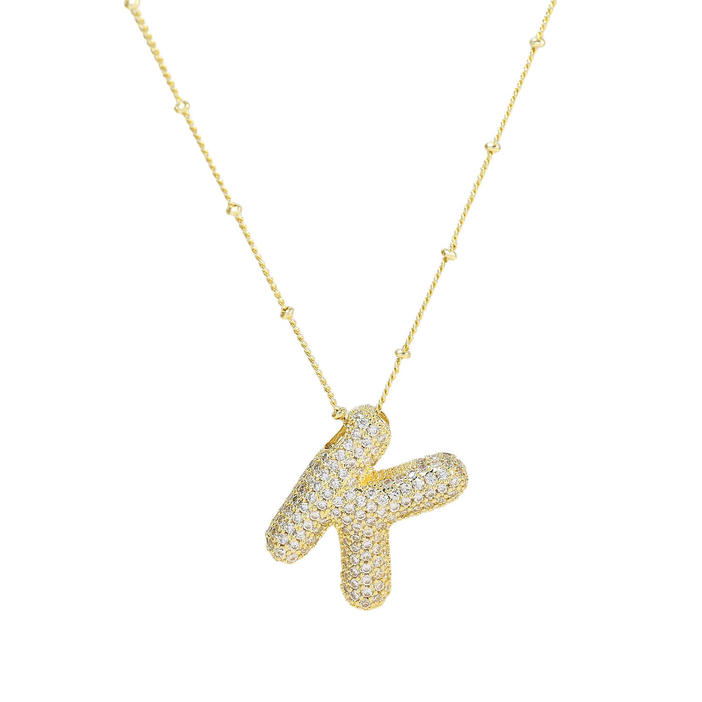 Brass Zircon Letter Pendant Necklace for Women – Personalized & Stylish