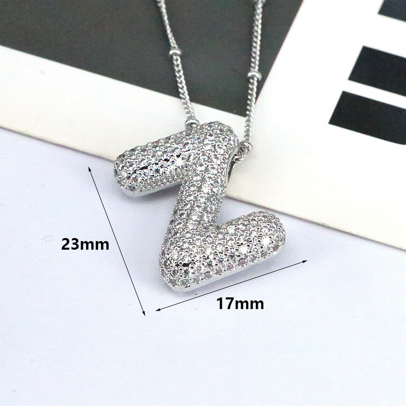 Brass Zircon Letter Pendant Necklace for Women – Personalized & Stylish