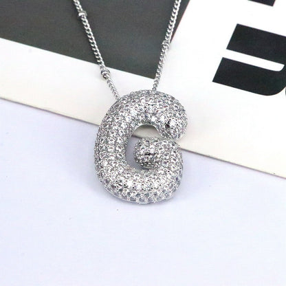 Brass Zircon Letter Pendant Necklace for Women – Personalized & Stylish