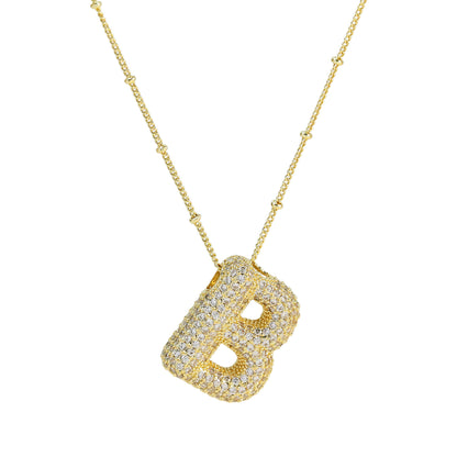 Brass Zircon Letter Pendant Necklace for Women – Personalized & Stylish