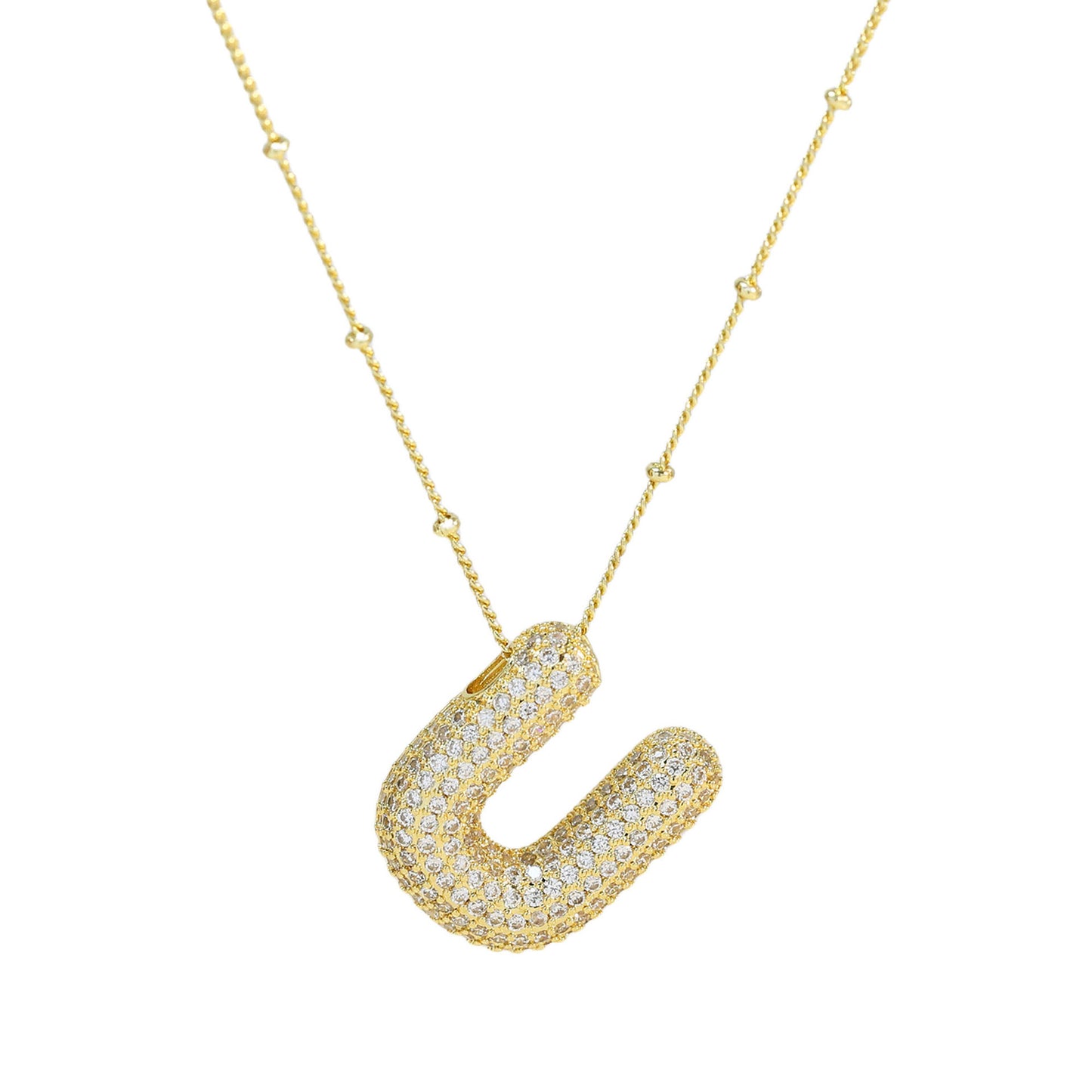 Brass Zircon Letter Pendant Necklace for Women – Personalized & Stylish