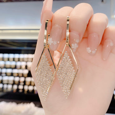 Gold-plated rhombus earrings