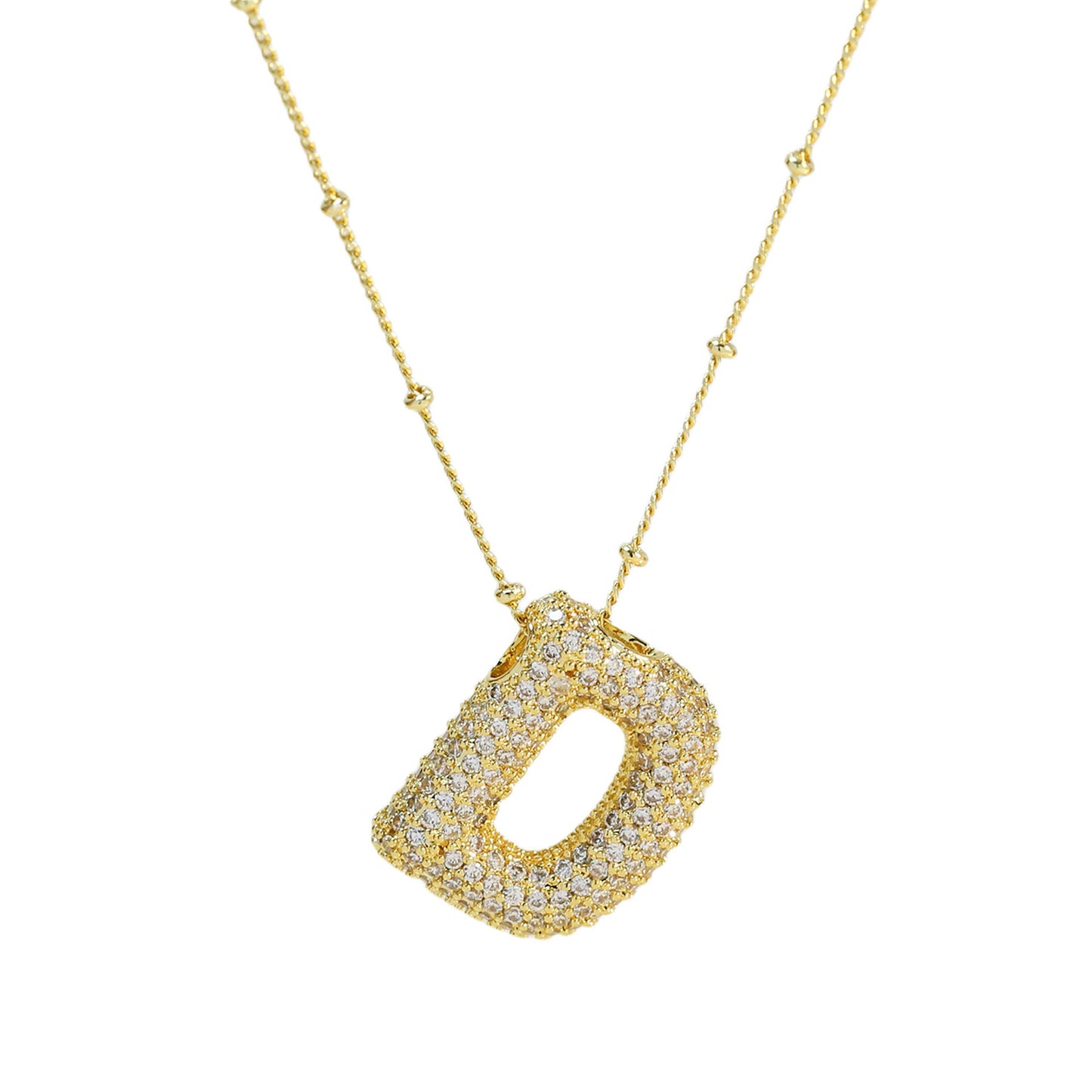 Brass Zircon Letter Pendant Necklace for Women – Personalized & Stylish