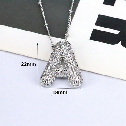 Brass Zircon Letter Pendant Necklace for Women – Personalized & Stylish