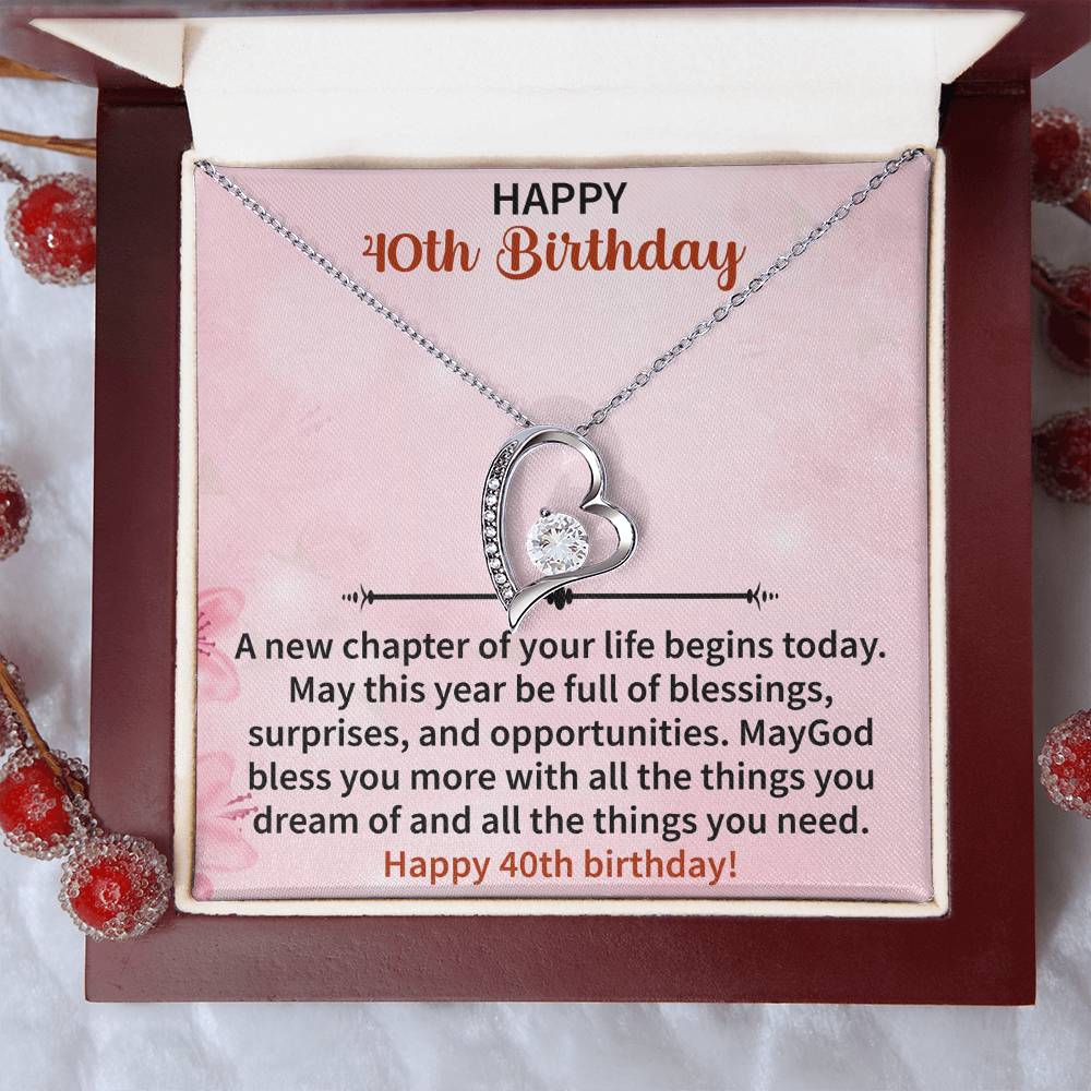 Happy 40th Birthday Forever Love Necklace