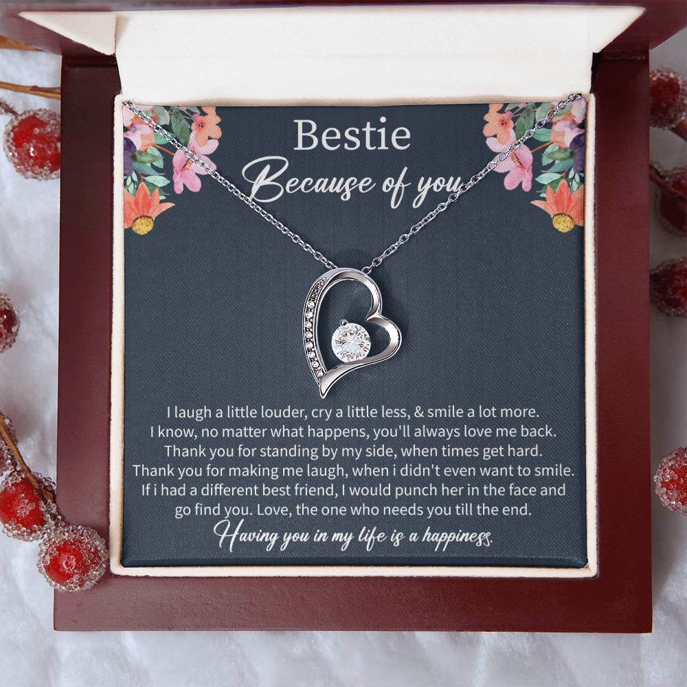 Best Friend Birthday Necklace with Message Card – Long Distance Friendship Gift for Women