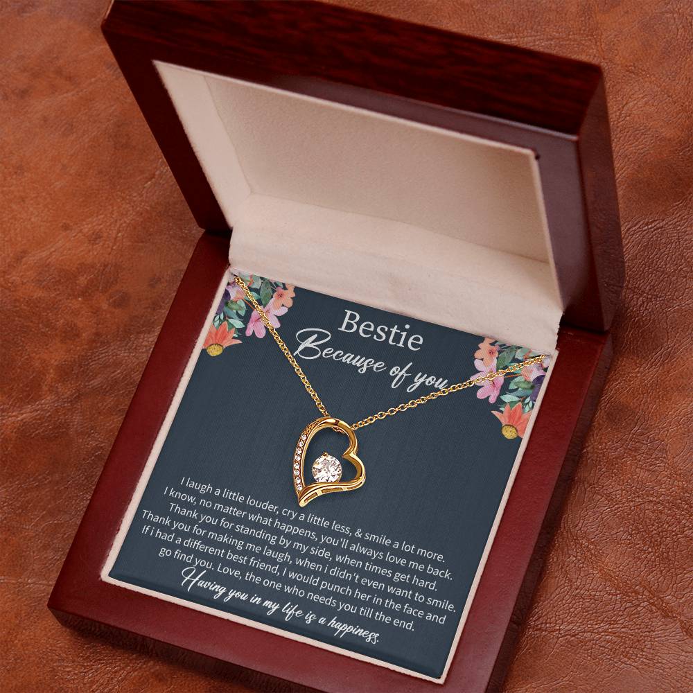 Best Friend Birthday Necklace with Message Card – Long Distance Friendship Gift for Women