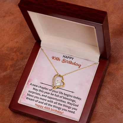 Happy 40th Birthday Forever Love Necklace