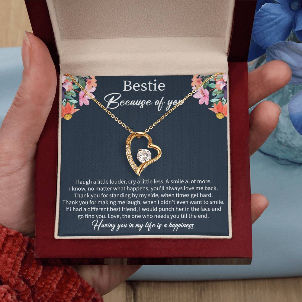 Best Friend Birthday Necklace with Message Card – Long Distance Friendship Gift for Women