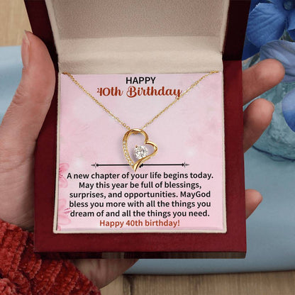 Happy 40th Birthday Forever Love Necklace