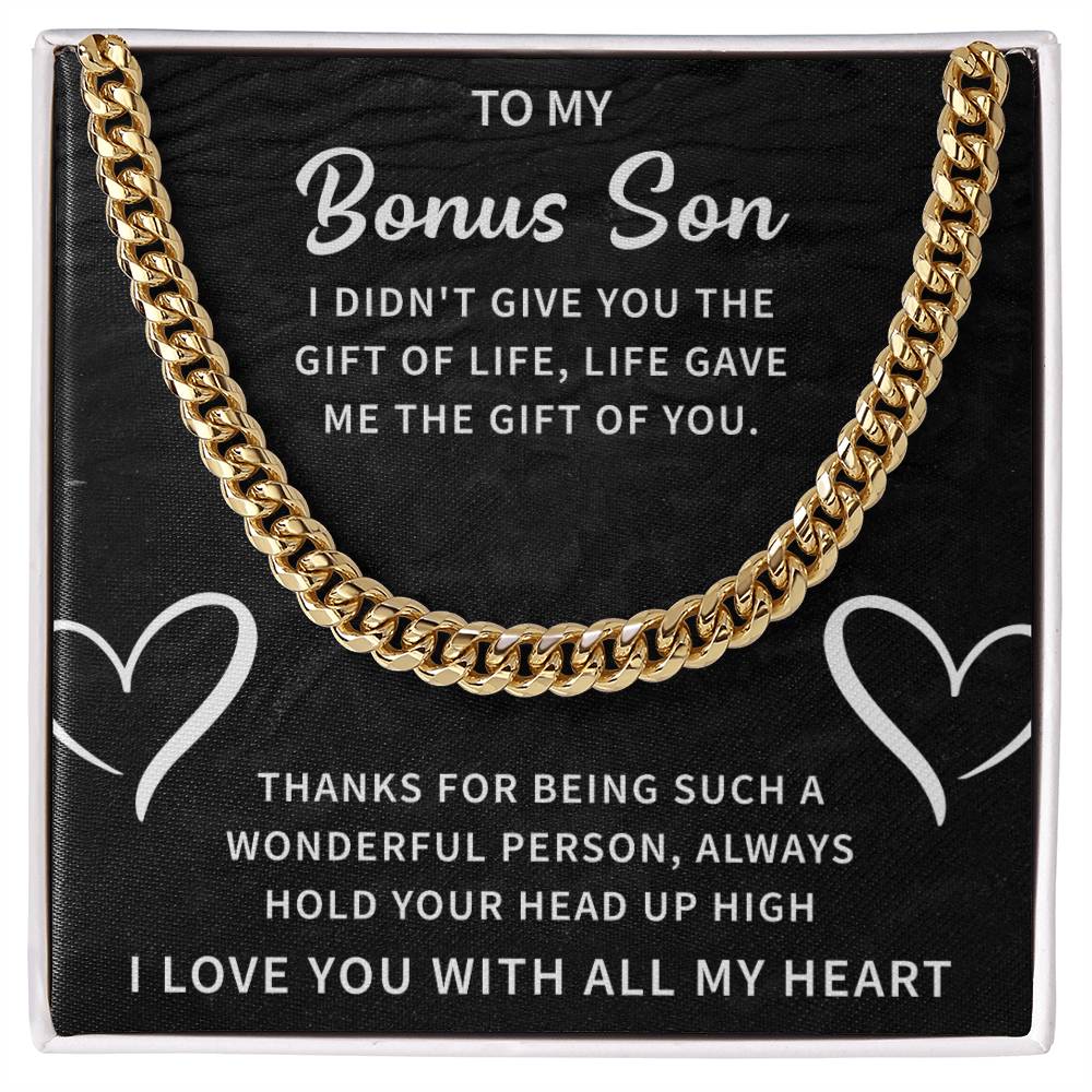 Bonus Son Cuban Link Chain - Stepson Gift for Birthdays, Holidays & Special Occasions