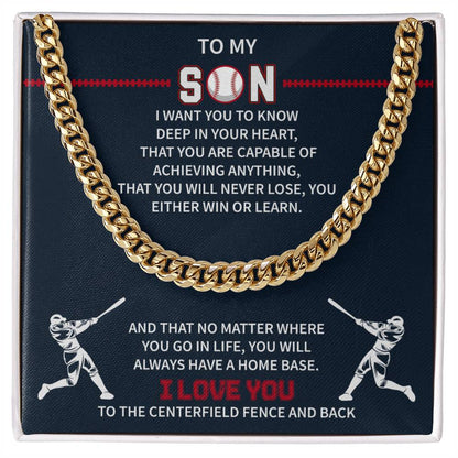 Boys Baseball Necklace Gold To My Son From Mom, Baseball Chains For Boys, Pendant Gifts Dad Player, Inspiration Jewelry Gift For Christmas Cuban Link Chain Necklaces