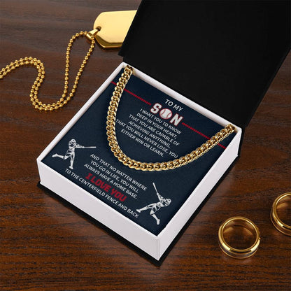 Boys Baseball Necklace Gold To My Son From Mom, Baseball Chains For Boys, Pendant Gifts Dad Player, Inspiration Jewelry Gift For Christmas Cuban Link Chain Necklaces