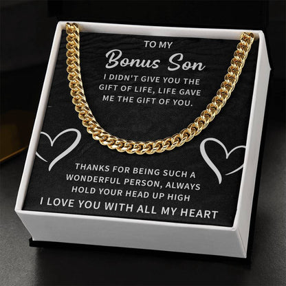 Bonus Son Cuban Link Chain - Stepson Gift for Birthdays, Holidays & Special Occasions