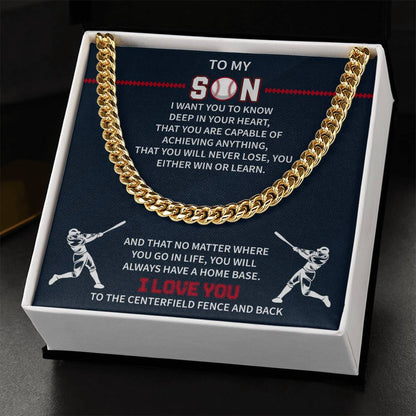 Boys Baseball Necklace Gold To My Son From Mom, Baseball Chains For Boys, Pendant Gifts Dad Player, Inspiration Jewelry Gift For Christmas Cuban Link Chain Necklaces