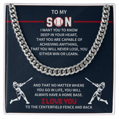 Boys Baseball Necklace Gold To My Son From Mom, Baseball Chains For Boys, Pendant Gifts Dad Player, Inspiration Jewelry Gift For Christmas Cuban Link Chain Necklaces