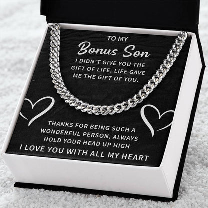 Bonus Son Cuban Link Chain - Stepson Gift for Birthdays, Holidays & Special Occasions