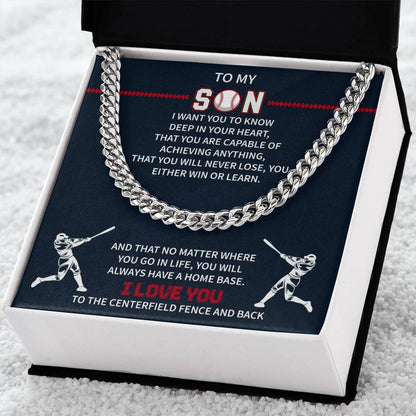 Boys Baseball Necklace Gold To My Son From Mom, Baseball Chains For Boys, Pendant Gifts Dad Player, Inspiration Jewelry Gift For Christmas Cuban Link Chain Necklaces