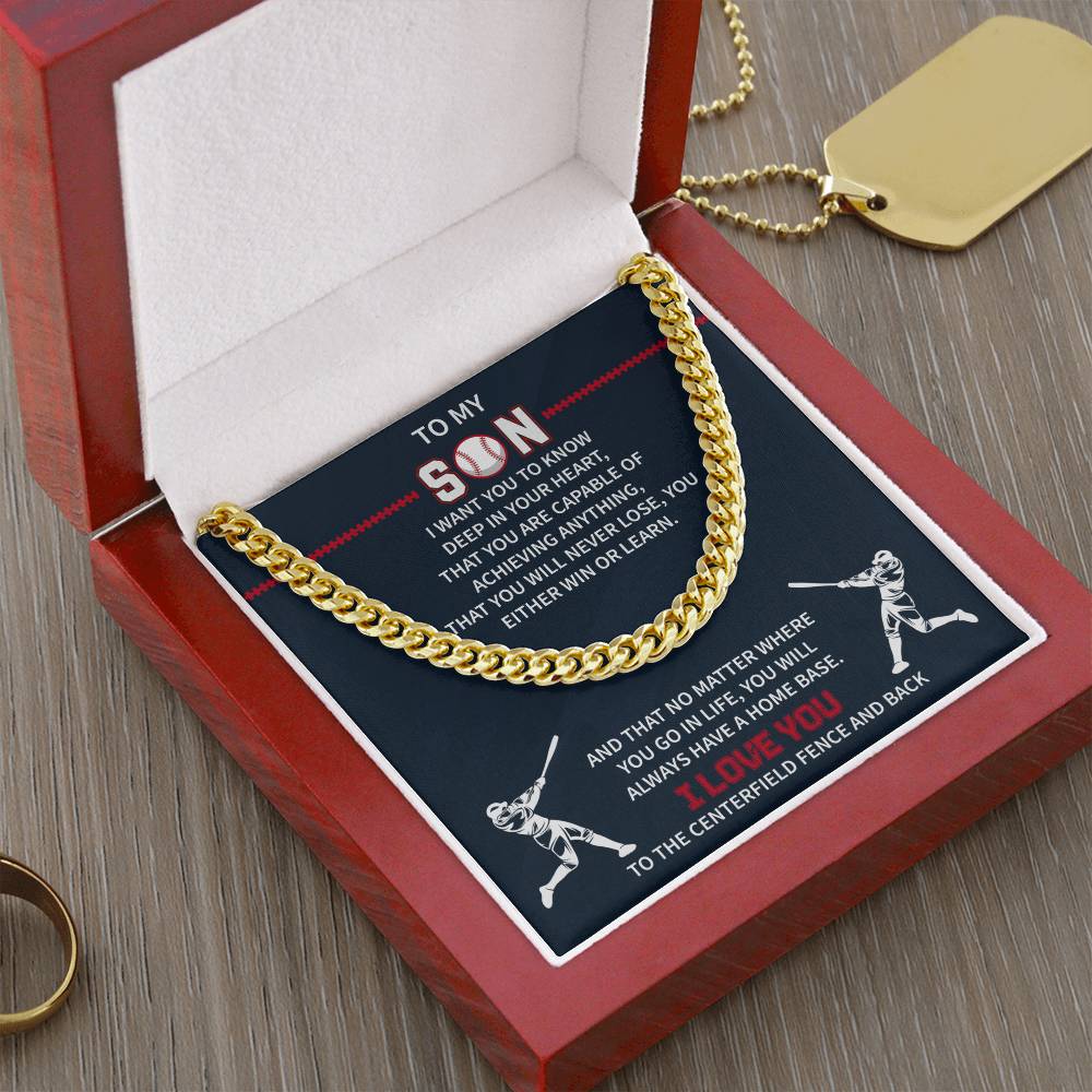 Boys Baseball Necklace Gold To My Son From Mom, Baseball Chains For Boys, Pendant Gifts Dad Player, Inspiration Jewelry Gift For Christmas Cuban Link Chain Necklaces