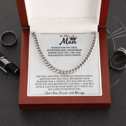 To My Man Necklace, Boyfriend Valentines Day Gift, Necklace for Fiance, Men Necklaces for Him, Gift For Boyfriend, Husband Gift, Husband Necklace, Boyfriend Necklace, Boyfriend Jewelry