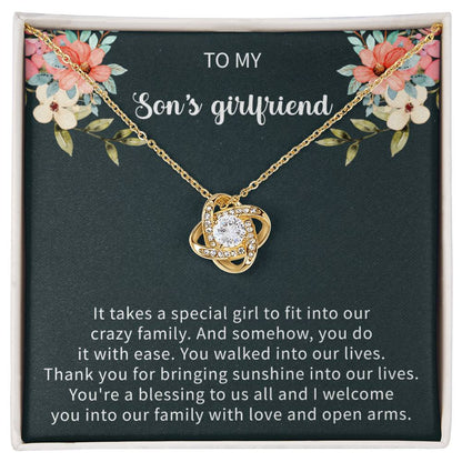 To My Son's Girlfriend Gifts from Mom, Necklace for Sons Girlfriend Valentines Day Gifts