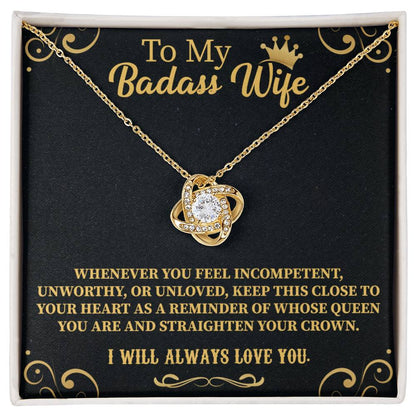 Badass Wife Love Knot Necklace – Bold & Meaningful Jewelry Gift