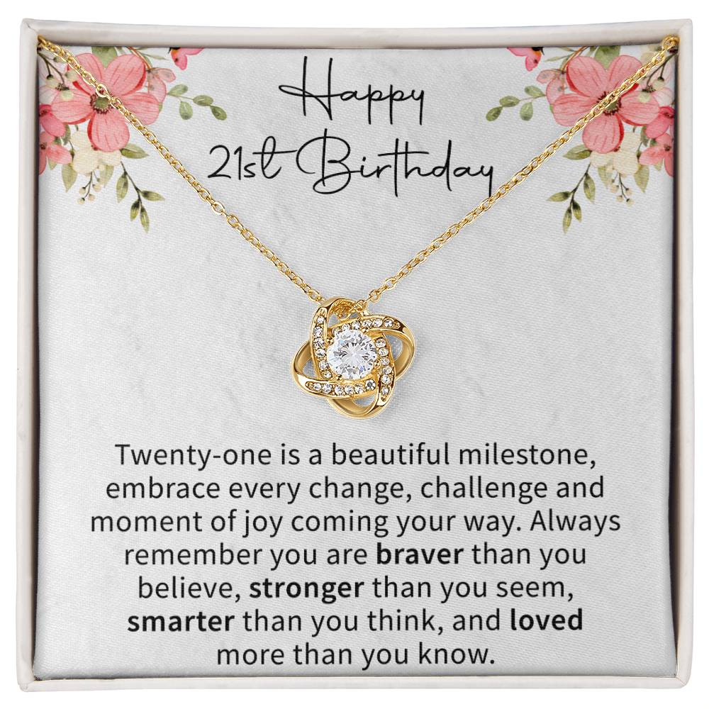 Happy 21st Birthday Love Knot Necklace - Gifts for 21st Birthday