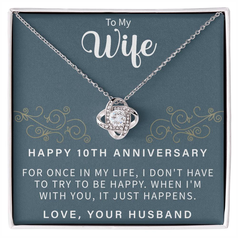 HAPPY 10TH ANNIVERSARY Love Knot Necklace