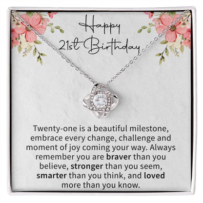 Happy 21st Birthday Love Knot Necklace - Gifts for 21st Birthday