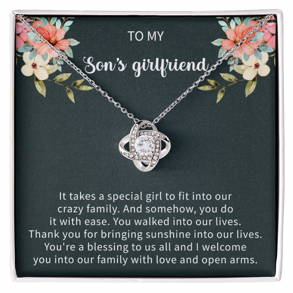 To My Son's Girlfriend Gifts from Mom, Necklace for Sons Girlfriend Valentines Day Gifts