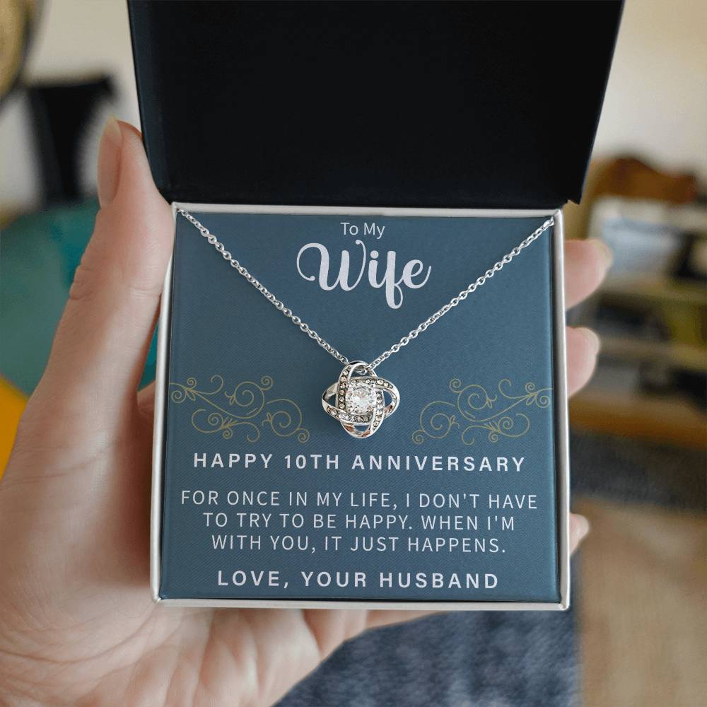 HAPPY 10TH ANNIVERSARY Love Knot Necklace