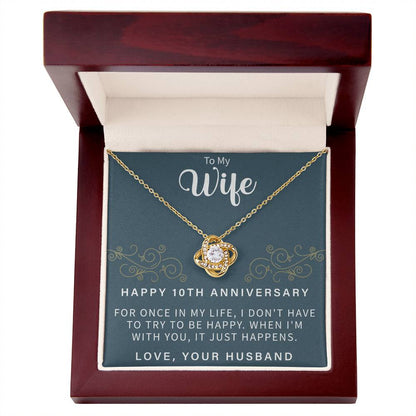 HAPPY 10TH ANNIVERSARY Love Knot Necklace