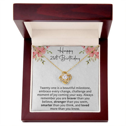 Happy 21st Birthday Love Knot Necklace - Gifts for 21st Birthday