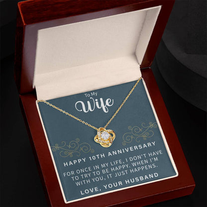 HAPPY 10TH ANNIVERSARY Love Knot Necklace