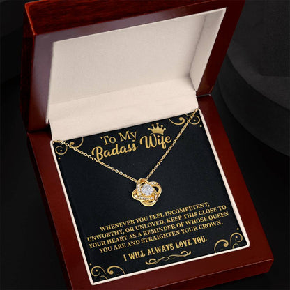 Badass Wife Love Knot Necklace – Bold & Meaningful Jewelry Gift