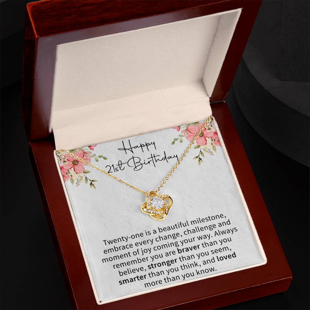 Happy 21st Birthday Love Knot Necklace - Gifts for 21st Birthday