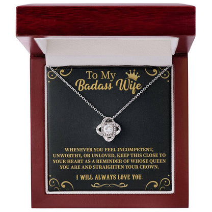 Badass Wife Love Knot Necklace – Bold & Meaningful Jewelry Gift