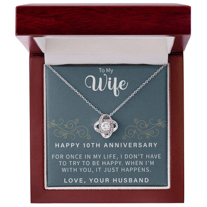 HAPPY 10TH ANNIVERSARY Love Knot Necklace