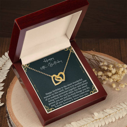 Happy 65th Birthday Interlocking Hearts Necklace - 65th birthday gifts