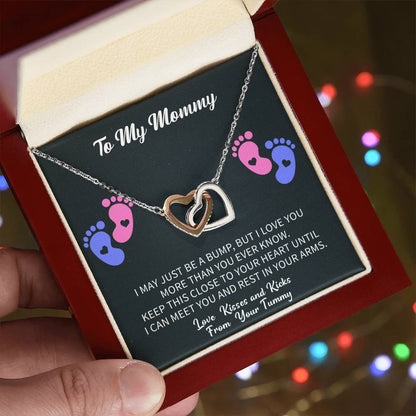 To My Mommy  Necklace with Message Card and Gift Box. Baby Shower Present. Gift for Pregnant Mom