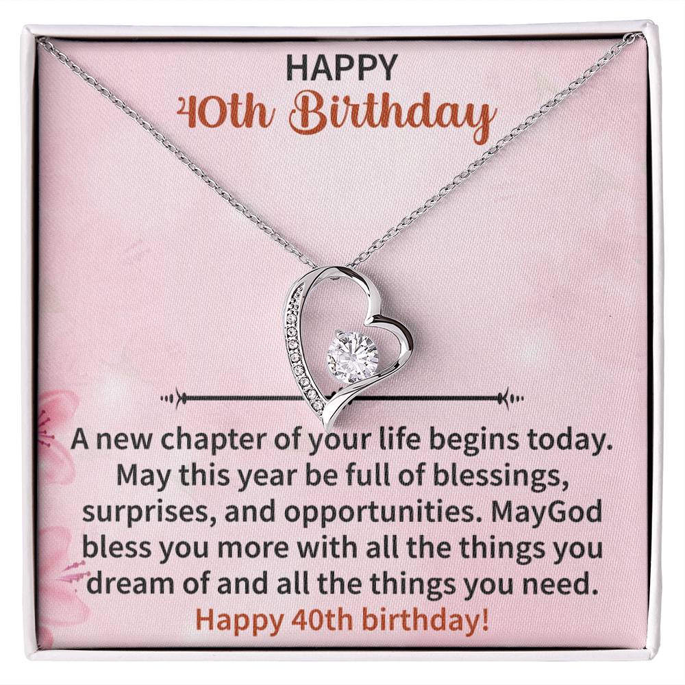 Happy 40th Birthday Forever Love Necklace