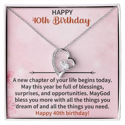 Happy 40th Birthday Forever Love Necklace