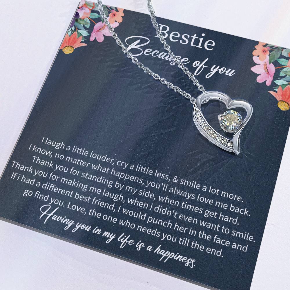 Best Friend Birthday Necklace with Message Card – Long Distance Friendship Gift for Women