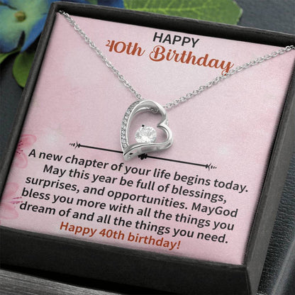 Happy 40th Birthday Forever Love Necklace