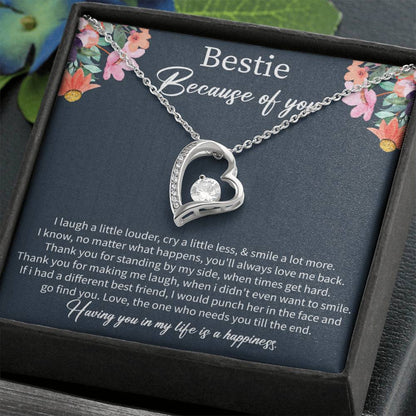 Best Friend Birthday Necklace with Message Card – Long Distance Friendship Gift for Women