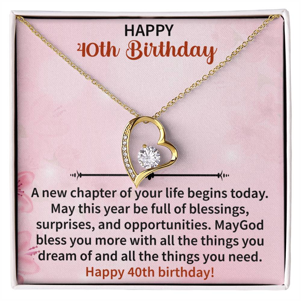 Happy 40th Birthday Forever Love Necklace