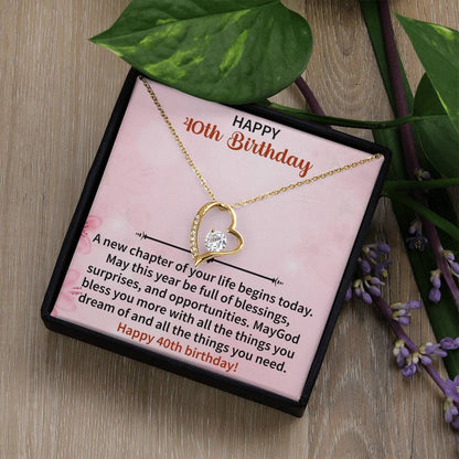 Happy 40th Birthday Forever Love Necklace