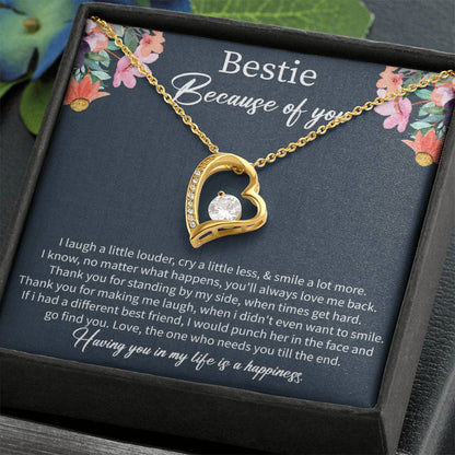 Best Friend Birthday Necklace with Message Card – Long Distance Friendship Gift for Women