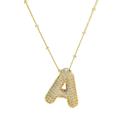 Brass Zircon Letter Pendant Necklace for Women – Personalized & Stylish